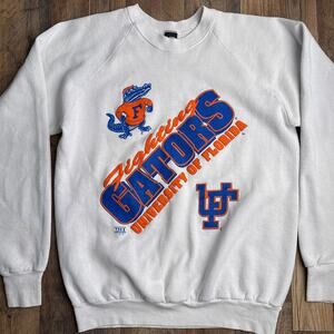 Vintage 90s Florida Gators Sweatshirt‎ Women's XL White Crew Neck Athletic 6556